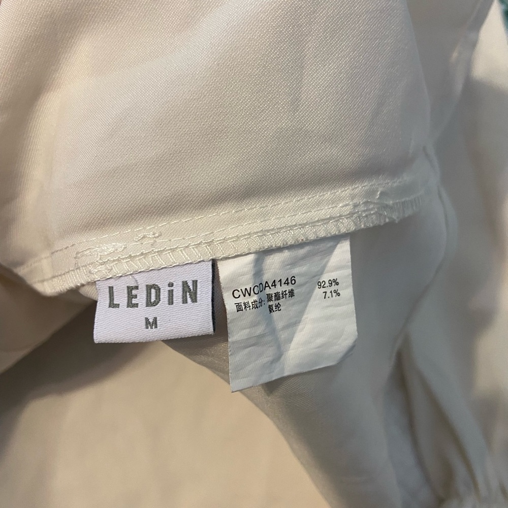 Ledin Collared Tie Pearl Design Long Sleeve Blouse - Picture 4 of 6
